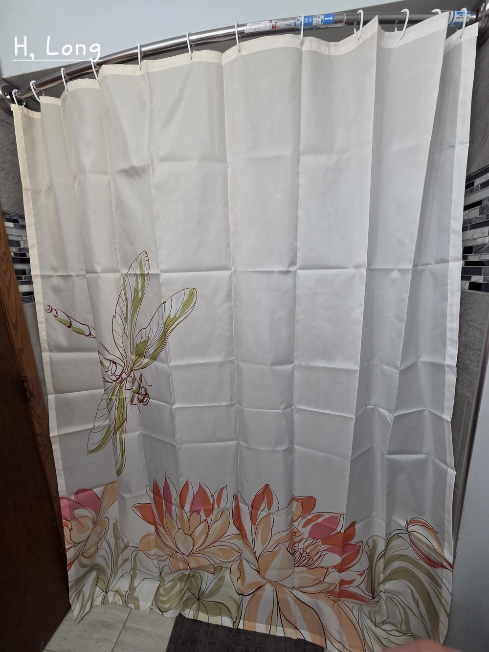 Peach To White Shower Curtain with Pink & Green Floral Design